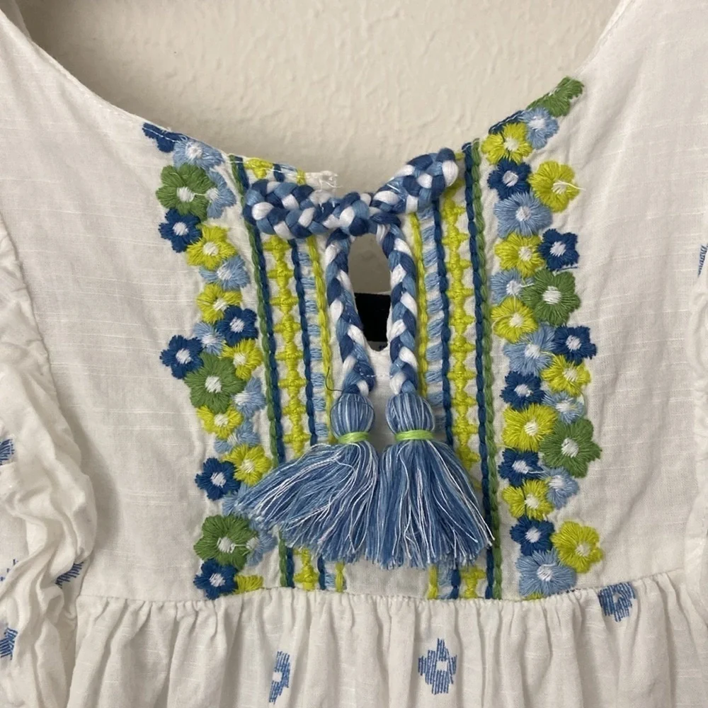 Mayoral Girls Embroidered Print Dress 100% Cotton